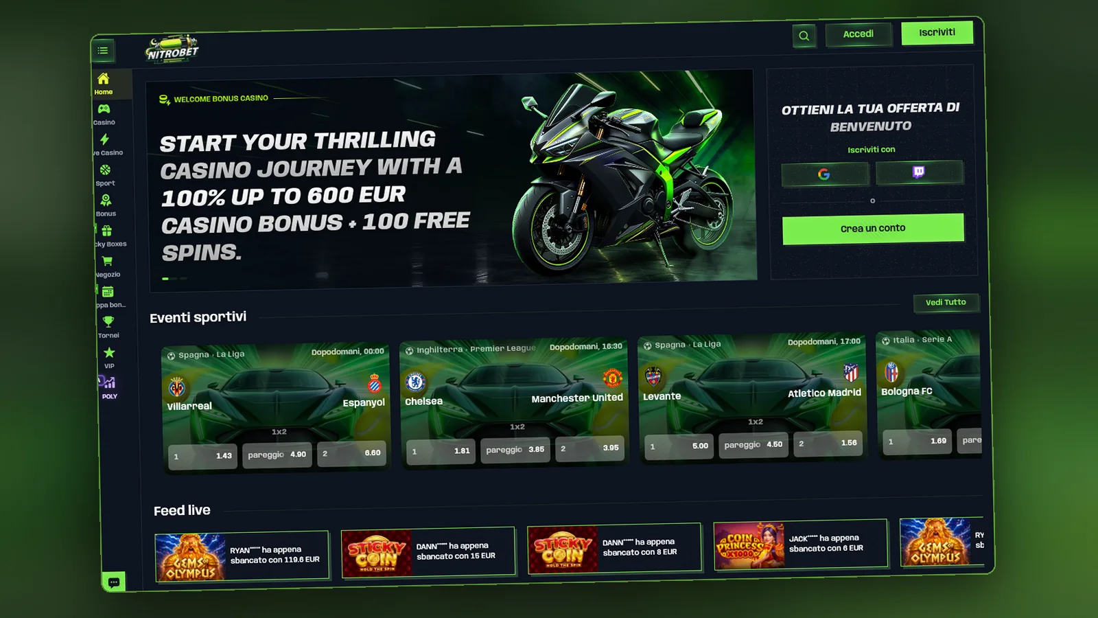 La pagina delle promozioni di Nitrobet, dove leggere le condizioni di ogni offerta.